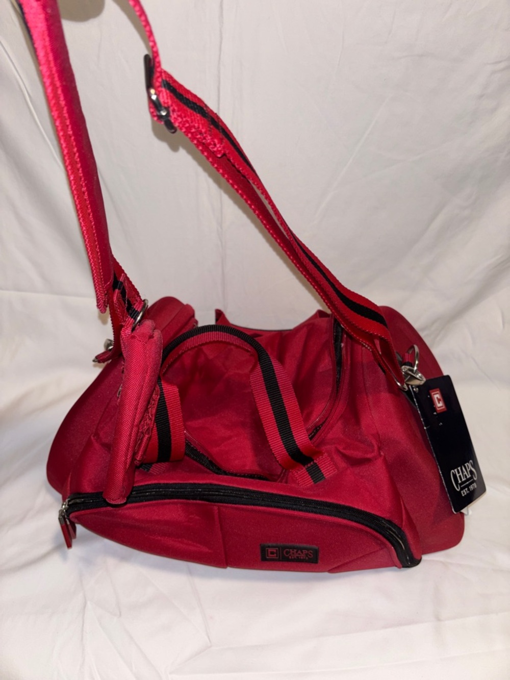 Chaps Red Weekend Convertible Duffel - Picture 6 of 9